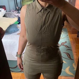 Sisley khaki green romper shorts